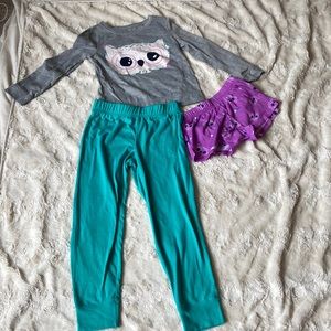 Girls pj set, shorts, pants, and top